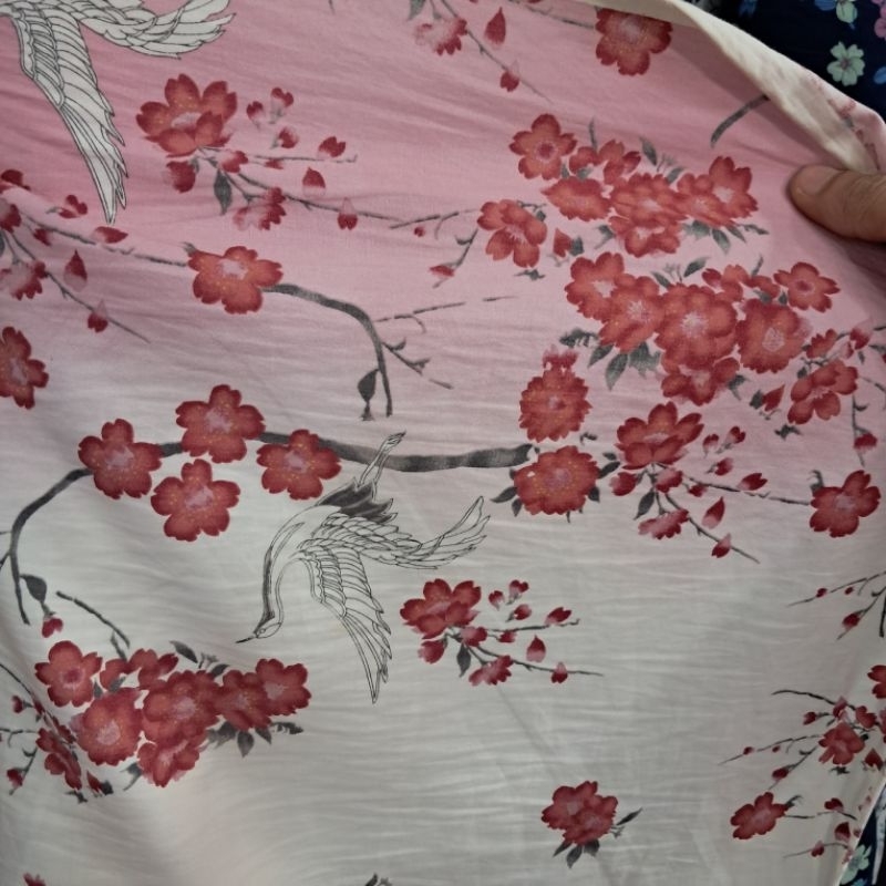 kain katun poplin premium motif kembang pinggir - kain katun poplin motif  - kain katun poplin motif