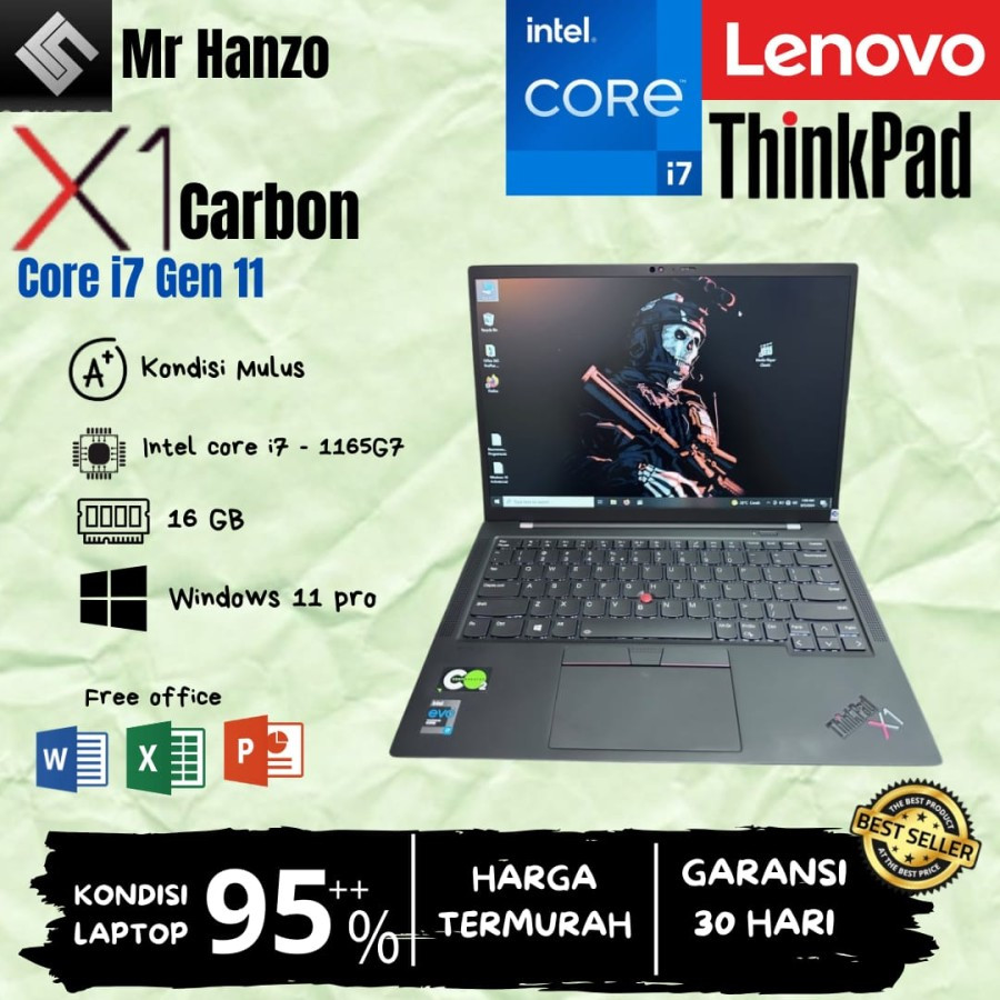 LENOVO THINKPAD X1 CARBON GEN 9 I7 1165G7 RAM 16GB SSD 1TB WIN ORI - SSD 1TB