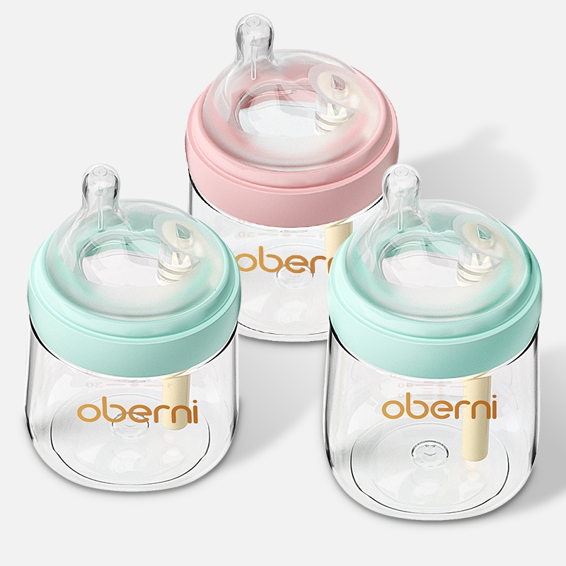 Oberni baru katup anti-kolik baru lahir botol kaca untuk bayi 0-3 3-6 bulan susu susu botol