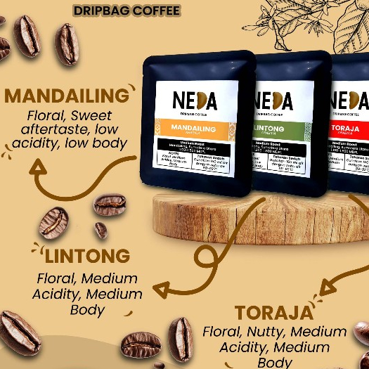 

NEDA Drip Bag Coffee Lintong Toraja Mandailing Arabica Kopi Instan Sachet Seduh