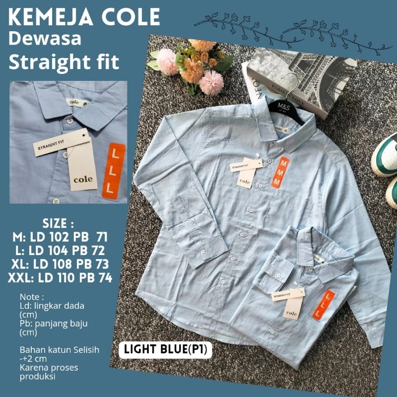 Cole kemeja pria lengan panjang putih krem