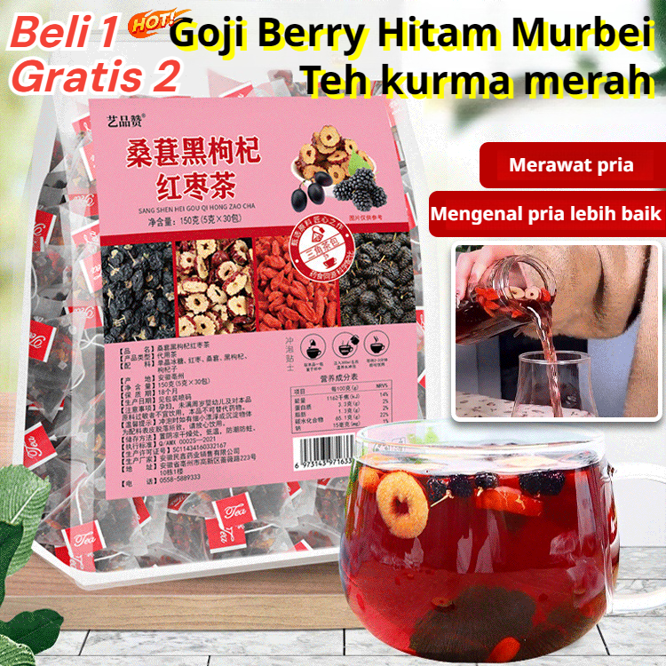 

✨Beli 1 gratis 2✨ [Penting untuk begadang] Teh bunga kering/mulberry, wolfberry hitam, wolfberry merah, kombinasi teh bunga kering kurma merah/teh bunga dan buah yang dikemas secara individual/teh pelindung hati yang menjaga kesehatan untuk