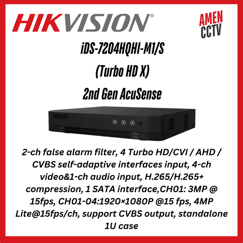 Turbo HD 3.0 & 4.0 Hikvision Series 1U AcuSense (Front Panel Buttons, Alarm I/O, and Audio Input Opt