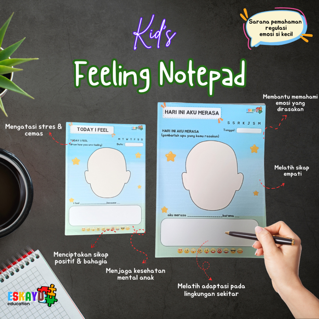 

Kid's Feeling Notepad / Notepad catatan perasaanku / belajar regulasi emosi anak / diary emosi anak