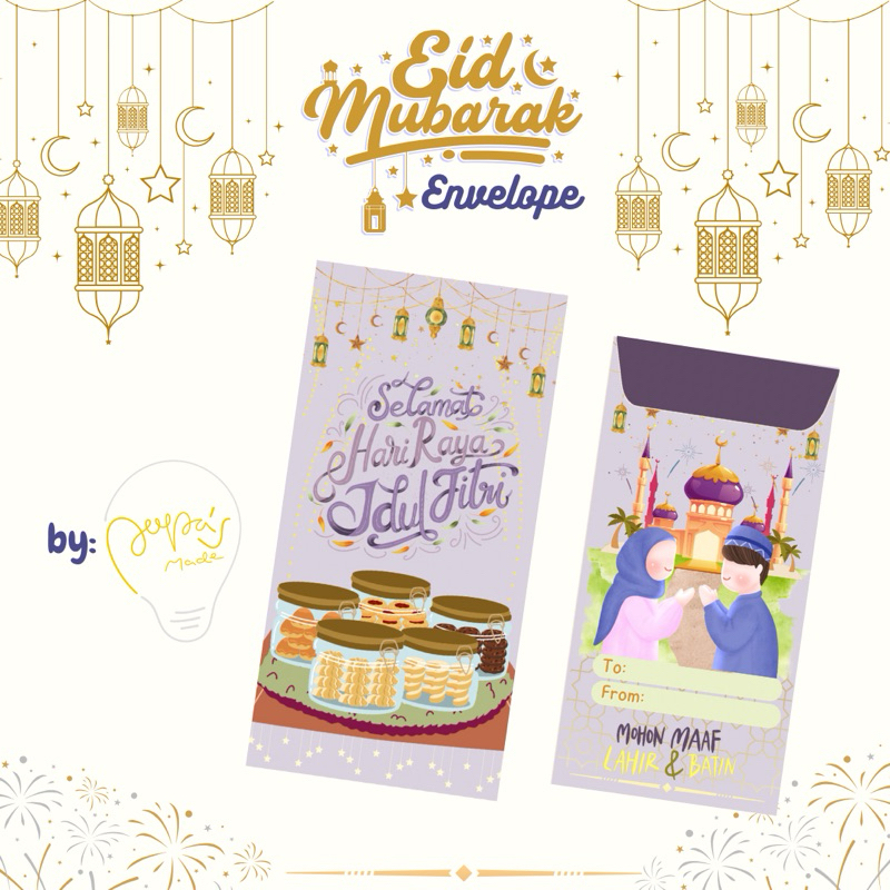 

(10 pcs) Amplop Lebaran Unik 2025/ Eid Mubarak Amplop THR Panjang