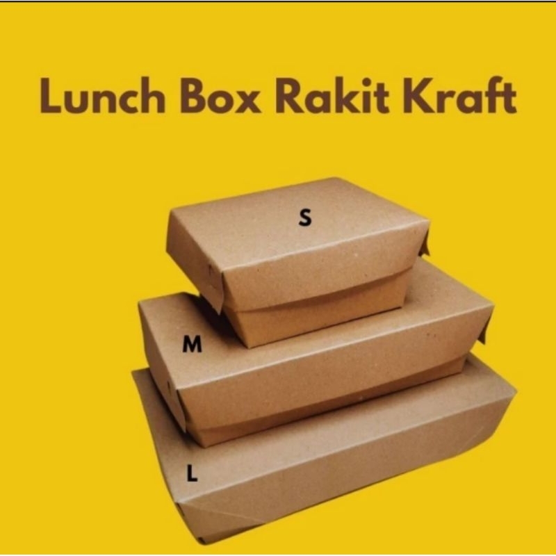 

Lunch Box Kraft Paper size S Dus kotak makanan mie,Ada laminasi,model kait 300 GSM belum dirakit