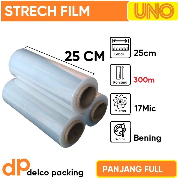 

Stretch Film OEM Plastik Wrapping Lebar 25 Cm Panjang 300 Meter Full 17 Micron