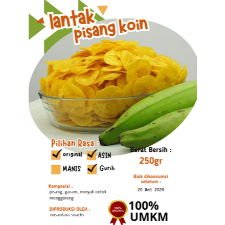 

Kripik Pisang Koin / Lantak Pisang Koin/Bulat Original - Asin 250 gram