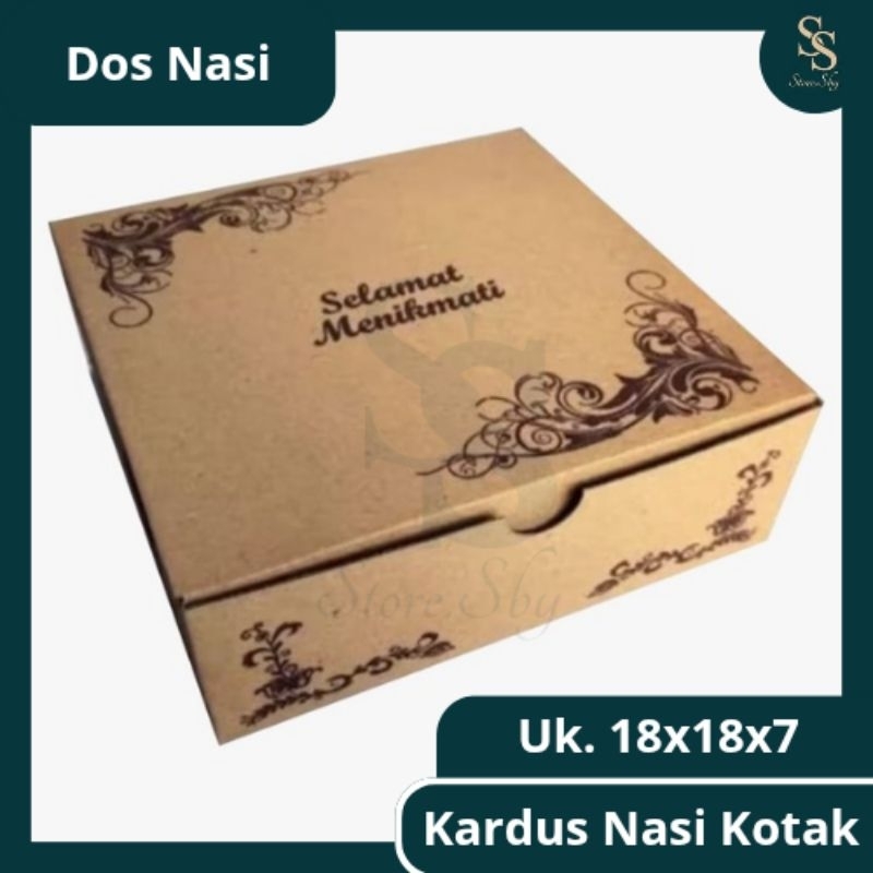 Kotak Nasi Motif Ukuran 18x18x7cm / Box Nasi Motif / Kardus Nasi Tebal / Motif Batik / Box Jajan Pas
