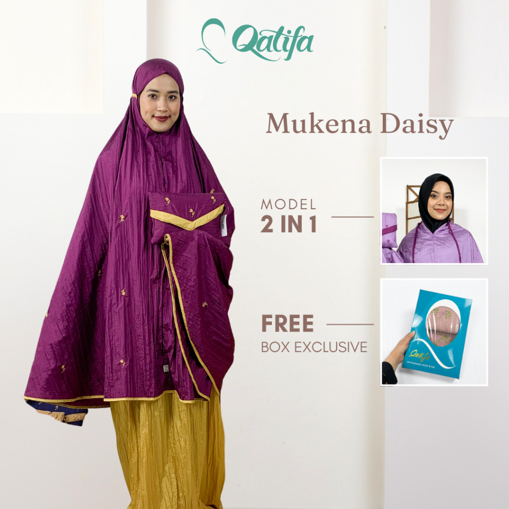 Mukena Parasut Premium Daisy 2 In 1 Motif Traveling Murah Daisy by Rumah Qatifa