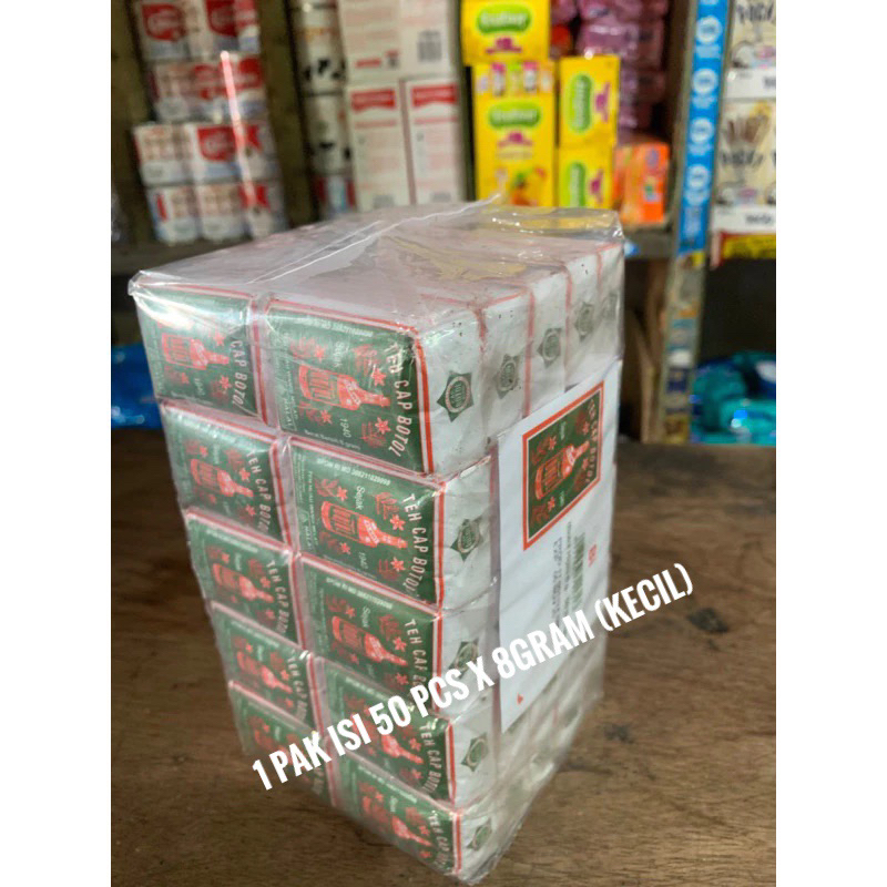 

Teh Cap Botol Tubruk Kecil Hijau 1 Pak isi 50 pcs x 8gram