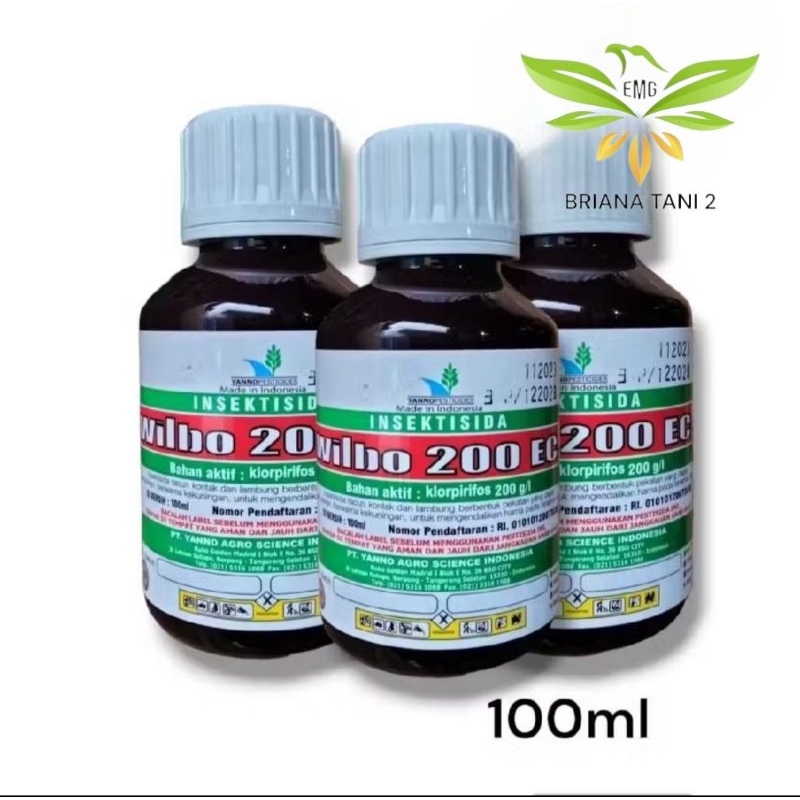 Wilbo 200EC 100ml Insektisida Klorpirifos 200g/l Mengendalikan Hama Ulat Grayak Yanno Agro dursban