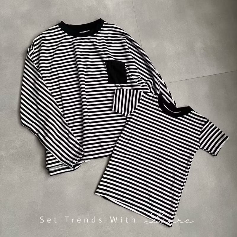 Nanu Couple Ibu Dan Anak Bahan Kaos Babyterry Motif Strip Blus Model Batwing