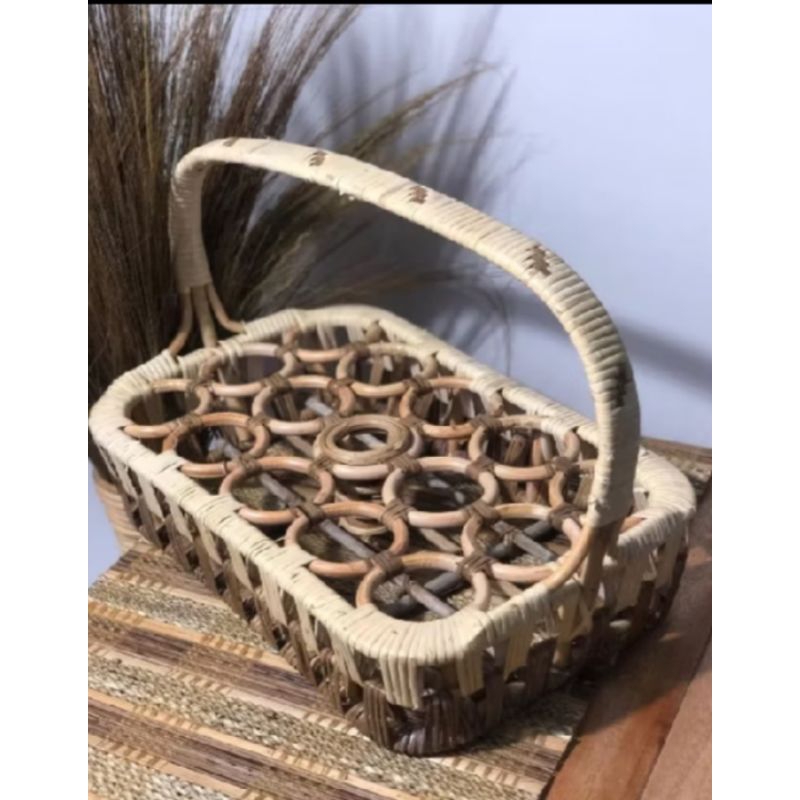 Keranjang Aqua Rotan Alami - Keranjang Aqua gelas