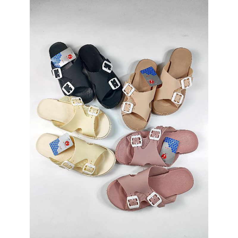 Sandal Wanita Slip On Selop Ban 2 gesper Gosome