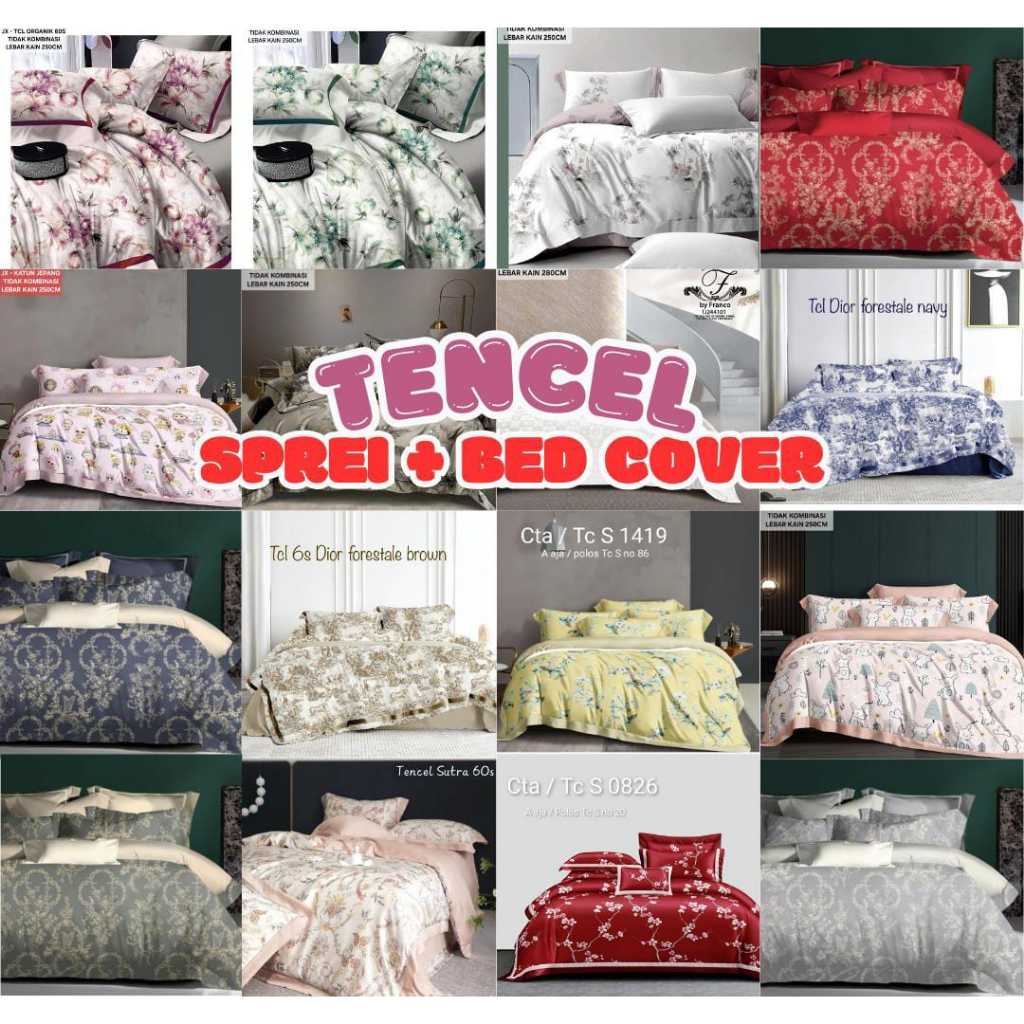 SPREI TENCELL SPREI DAN BEDCOVER ORGANIK SARUNG BANTAL GULING SET SPREI SUTRA TENCELL Sprei TENCELl 