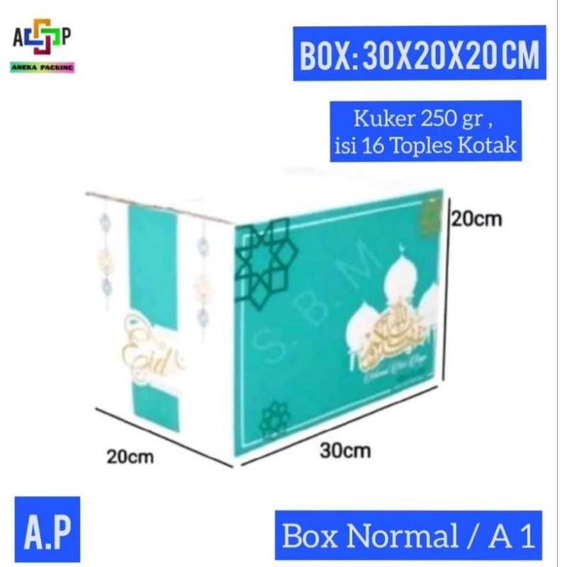 

Box Parcel 30x20x20 cm(Kuker 250gr isi 16 Toples Kotak)/Kardus/Lebaran idul Fitri/Hampers