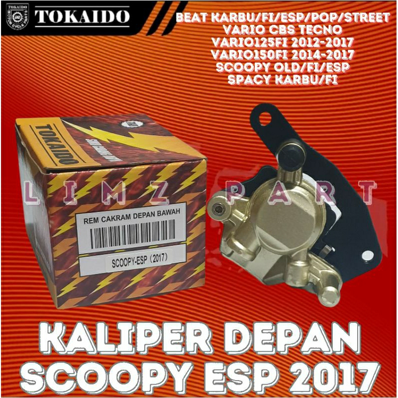 KALIPER MASTER REM CAKRAM DEPAN+BREKET (KEPALA BABI) SCOOPY ESP 2017 TOKAIDO. COMPATIBLE: Beat karbu
