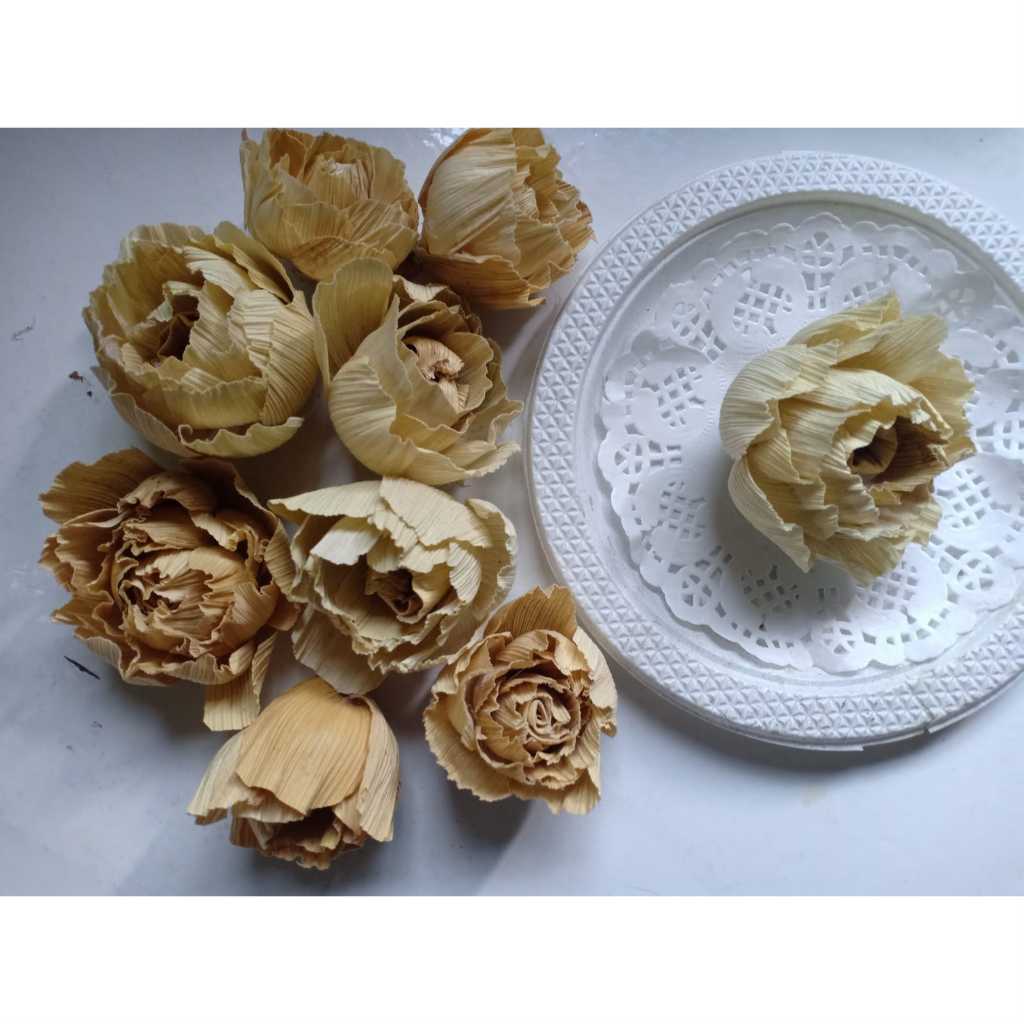 Bunga Klobot Peony kuncup 5cm Flower Mahar Rustic Rustik Kulit Jagung