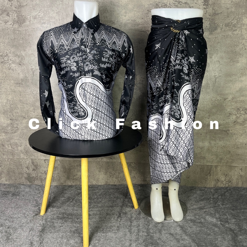 KODE R55Z CLICK FASHION ROK LILIT COUPLE BATIK KEMEJA LENGAN PANJANG COUPLE BATIK MODERN ROK LILIT B