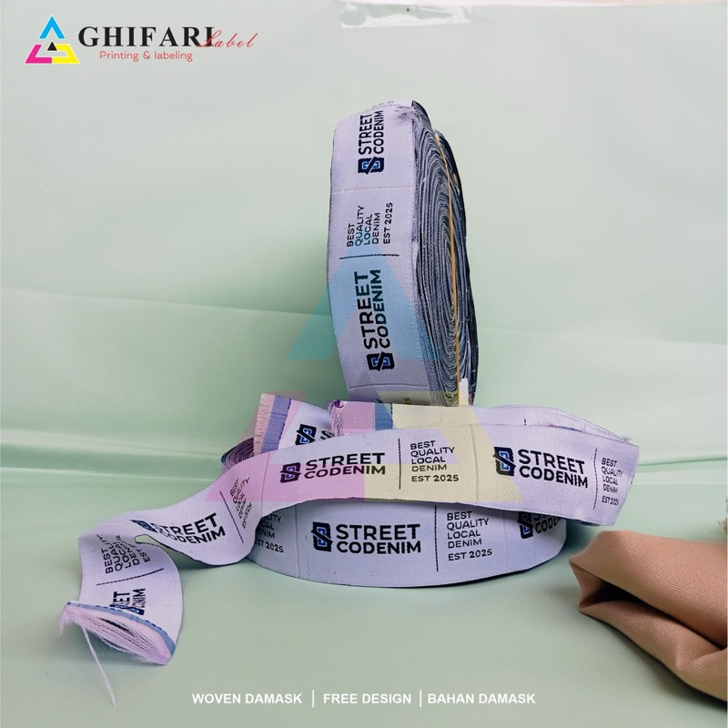 

1 x 4 / Label woven bordir / wovenn samask / label hijab / label kerudung / label baju / label costum / label rajutt
