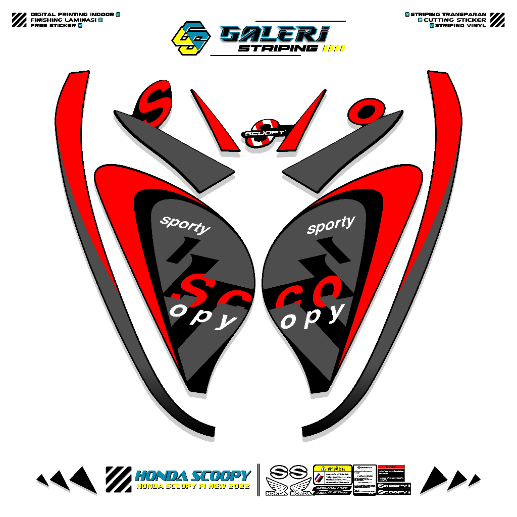 STRIPING HONDA SCOOPY FI TAHUN 2021-2022 MOTIF 1 STIKER SCOOPY Fi SPORTY PRESTIGE STYLISH LIS ORI