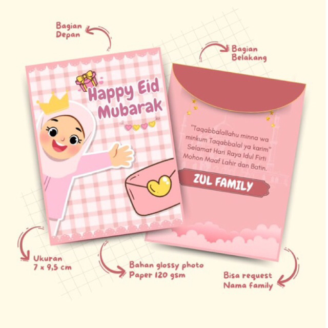 

(BISA CUSTOM NAMA) Amplop Lebaran Idul Fitri 2025 (isi 12pcs) Amplop Karakter Angpao Lucu
