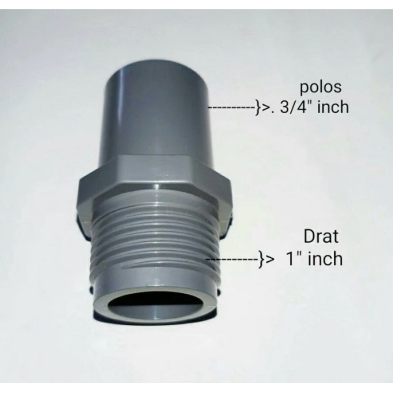 sok drat luar 1/2” x 1” dan sok drat luar 3/4” x 1” rucika