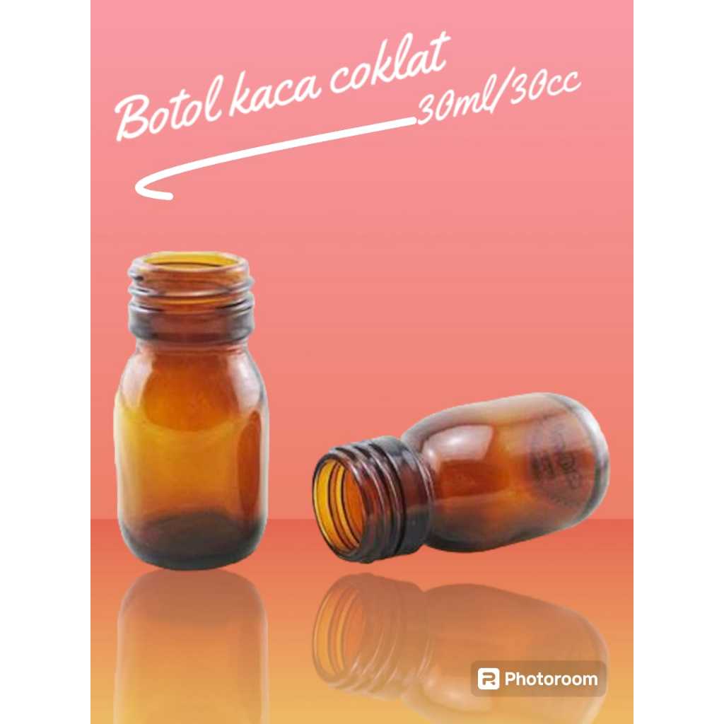 Botol sirup coklat 30ml/botol kaca coklat 30cc/botol farmasi kaca coklat