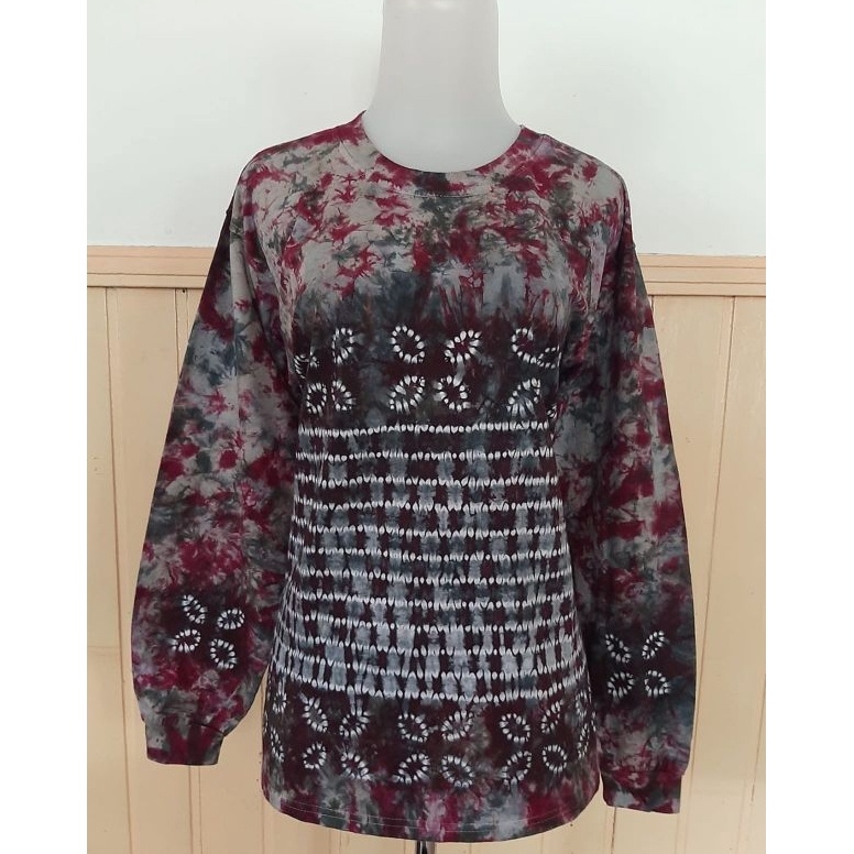 KODE E69A Sasirangan Banjarmasin Wanita Pria Kaos Lengan Panjang Katun Uk S M L XL XXL XXXL Jumbo Ka