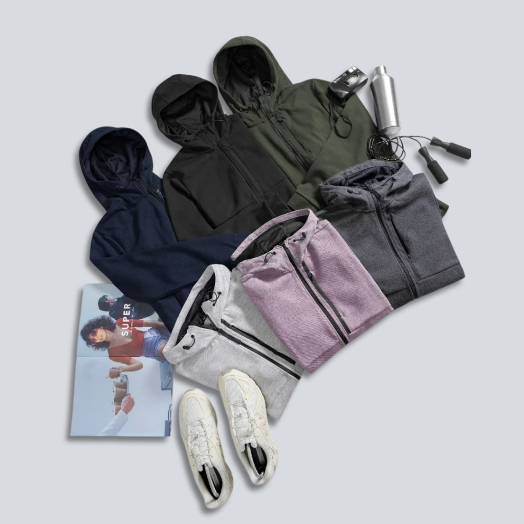 Jaket Sport Fullzip Hoodie Pria - Reguler Sport Track Jacket