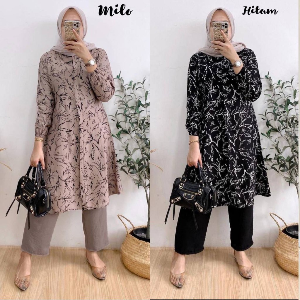 Citra Pakis Fashion - Set Tunik Kotak Kekinian / Baju Setelan Kerja Muslimah Terbaru