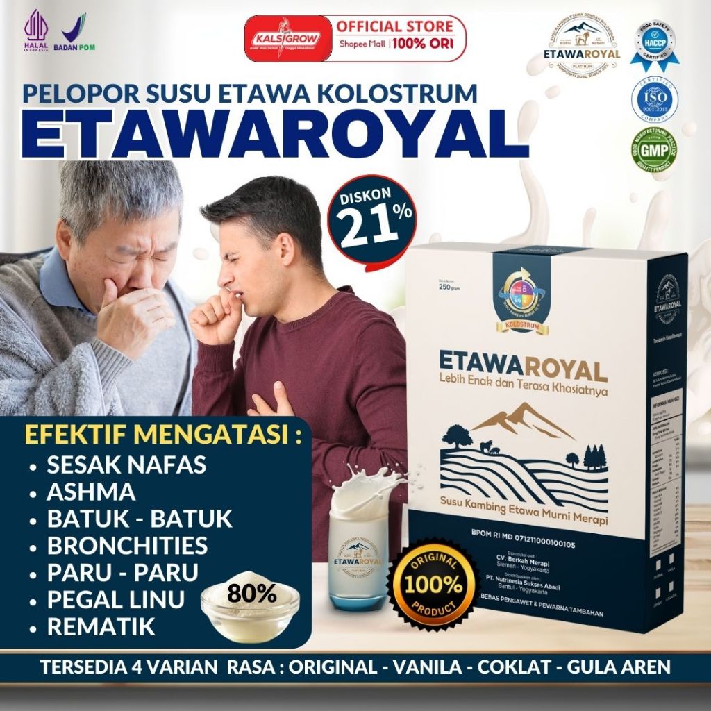 

ETAWAROYAL Kolostrum - Susu Etawaroyal Platinum untuk Terapi Tulang & Pernafasan - Susu Untuk Ashma - Susu Etawa Untuk Nyeri Sendi - Bukan Etawaku - Susu Bubuk etawa kemasan 250gram - Susu Terapi Tulang & Sendi