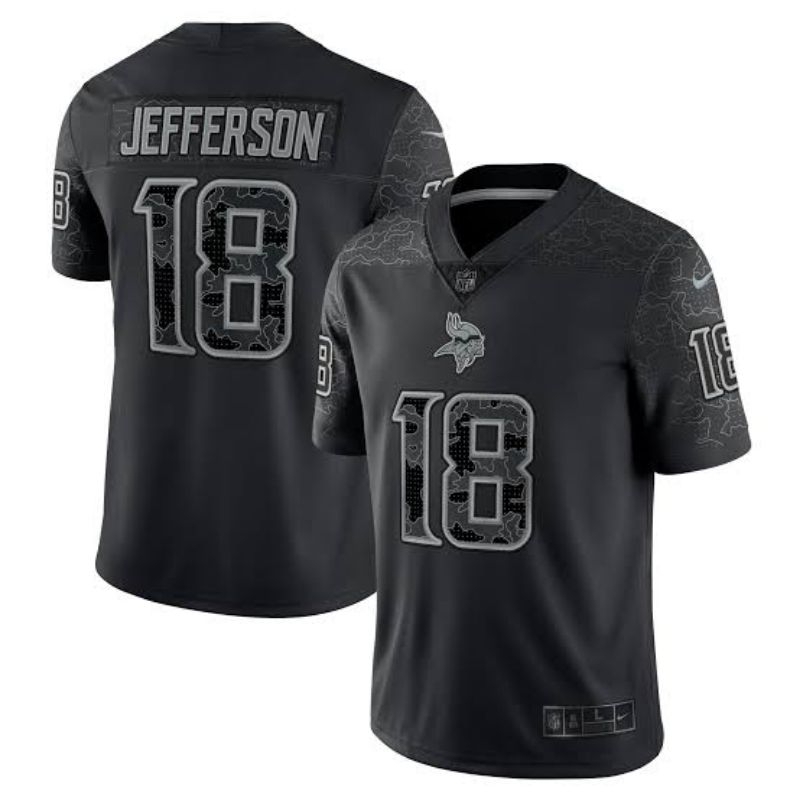 BIG SIZE JERSEY NFL MINNESOTA VIKINGS JUSTIN JEFFERSON HITAM