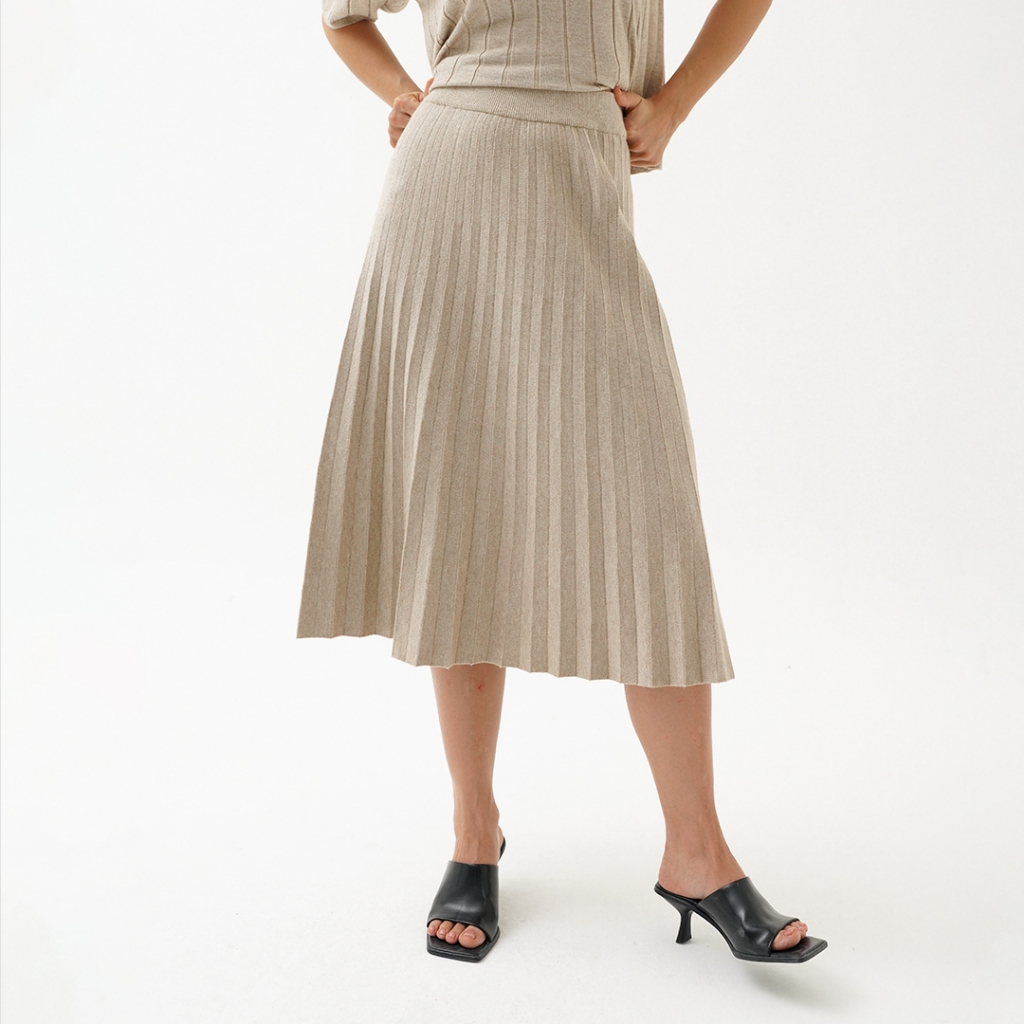 Mississippi Knit Flare Skirt Rok Midi L03000126M Khaki