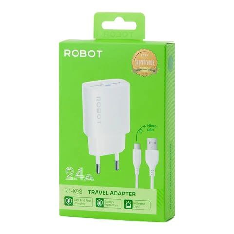 CHARGER ROBOT RT-K9S MICRO |  RT-K9SC TYPE-C | TRAVEL CHARGER | CHARGER MURAH | FAST CHARGE | TERLAR