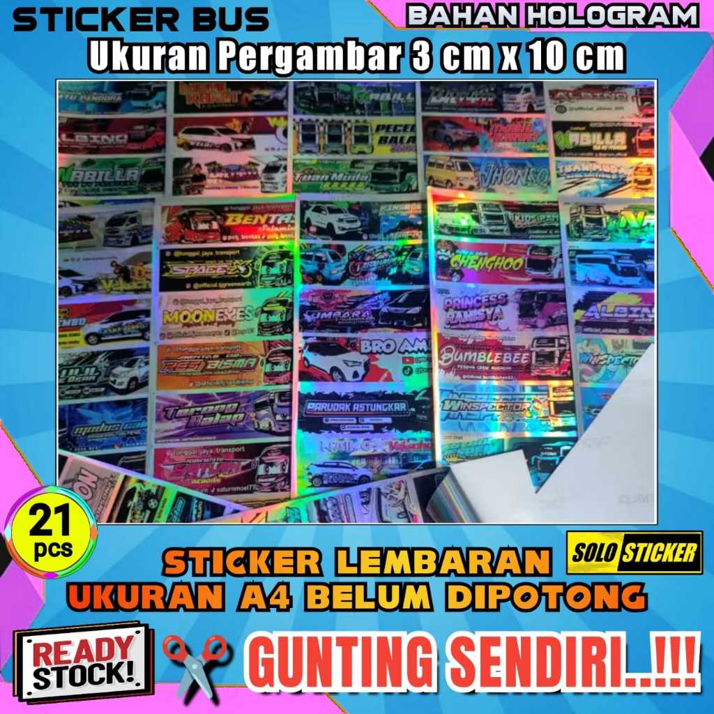 

Stiker Bus Panjang Hologram Lembaran Isi 21pc