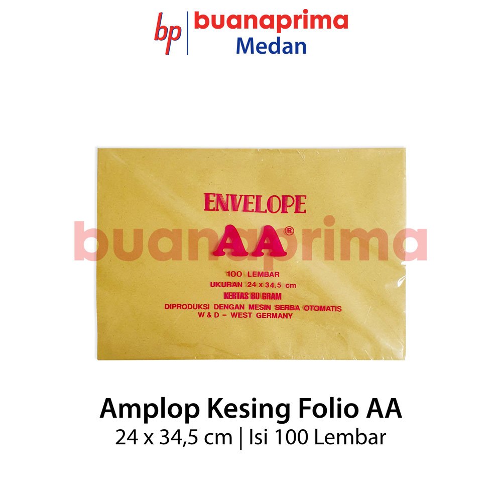 

Amplop Kesing Folio AA isi 100 Lembar 24 x 34.5 cm Polos dan Pake Lem Warna Coklat 80 gsm