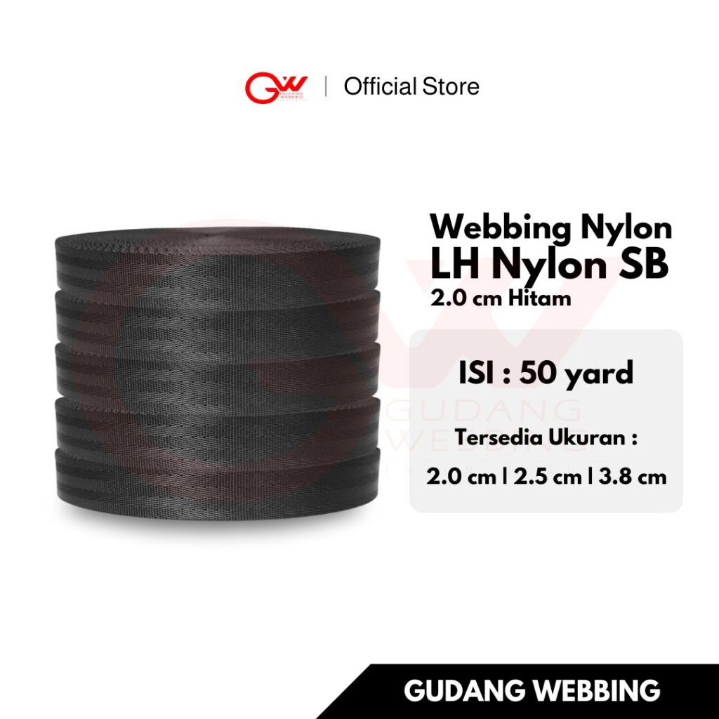 Tali Webbing Nylon 2cm / Safety Belt nylon / LH NYLON 2,0CM HITAM - ECERAN