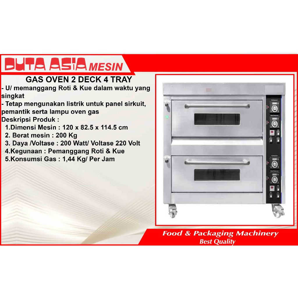 MESIN STANDARD GAS OVEN 2 DECK 4 TRAY