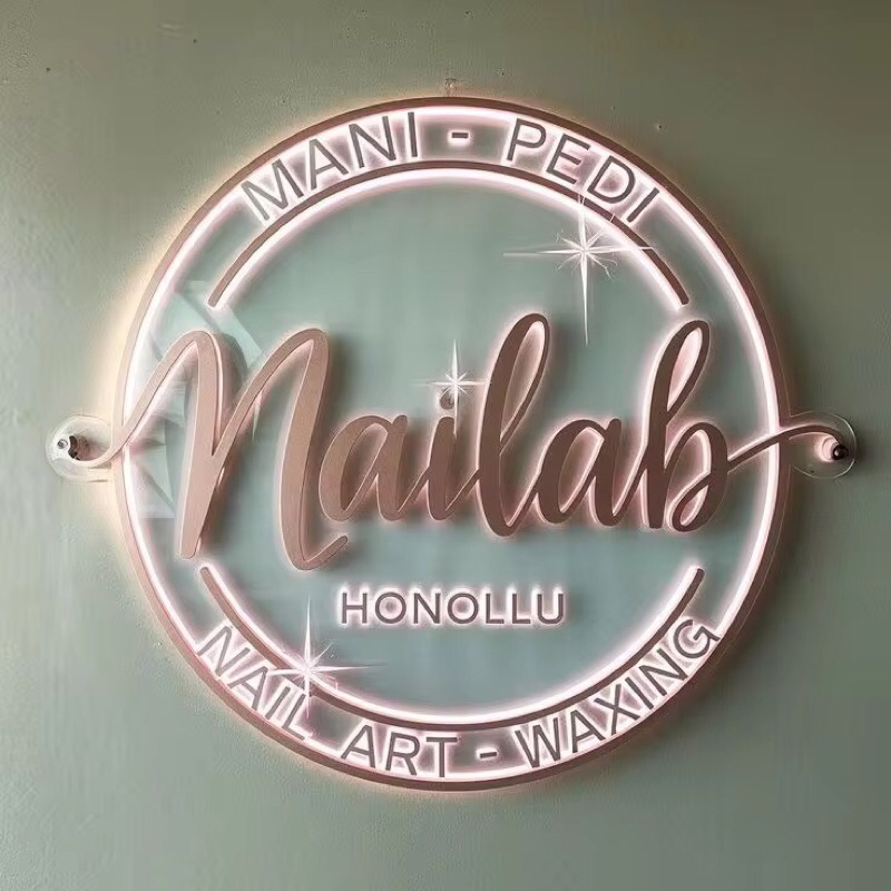 Custom papan glowing nama plang toko tenant mewah letter lampu menyala