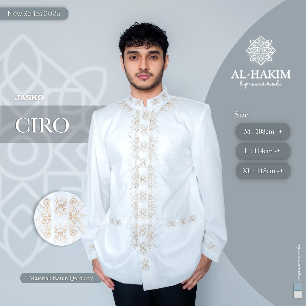 Al Hakim - Jas Koko Putih Dewasa Lengan Panjang White Series Bahan Katun Premium B