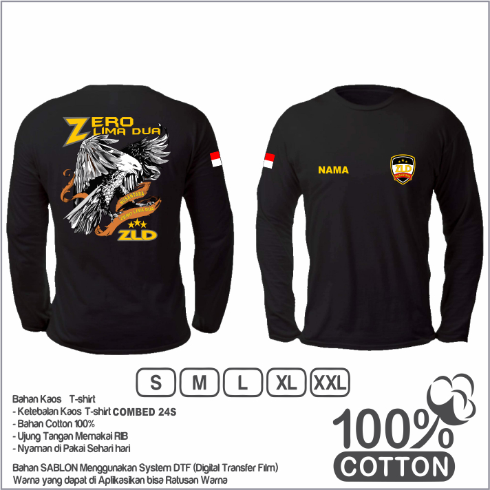 kaos zld nusantara lengan panjang/zero lima dua/ZLD NUSANTARA