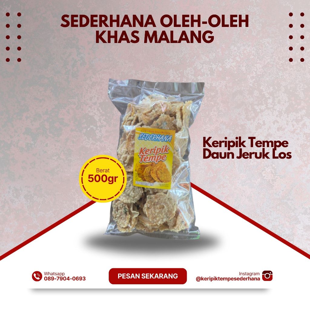 

Sederhana Keripik Tempe Daun Jeruk 500g