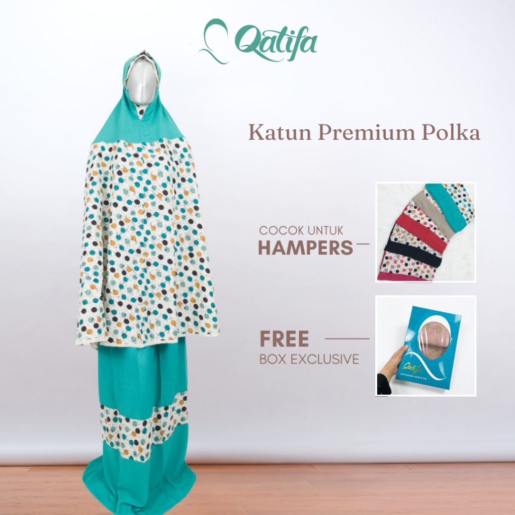 Qatifa Mukena - Mukena Katun Premium Motif Polka