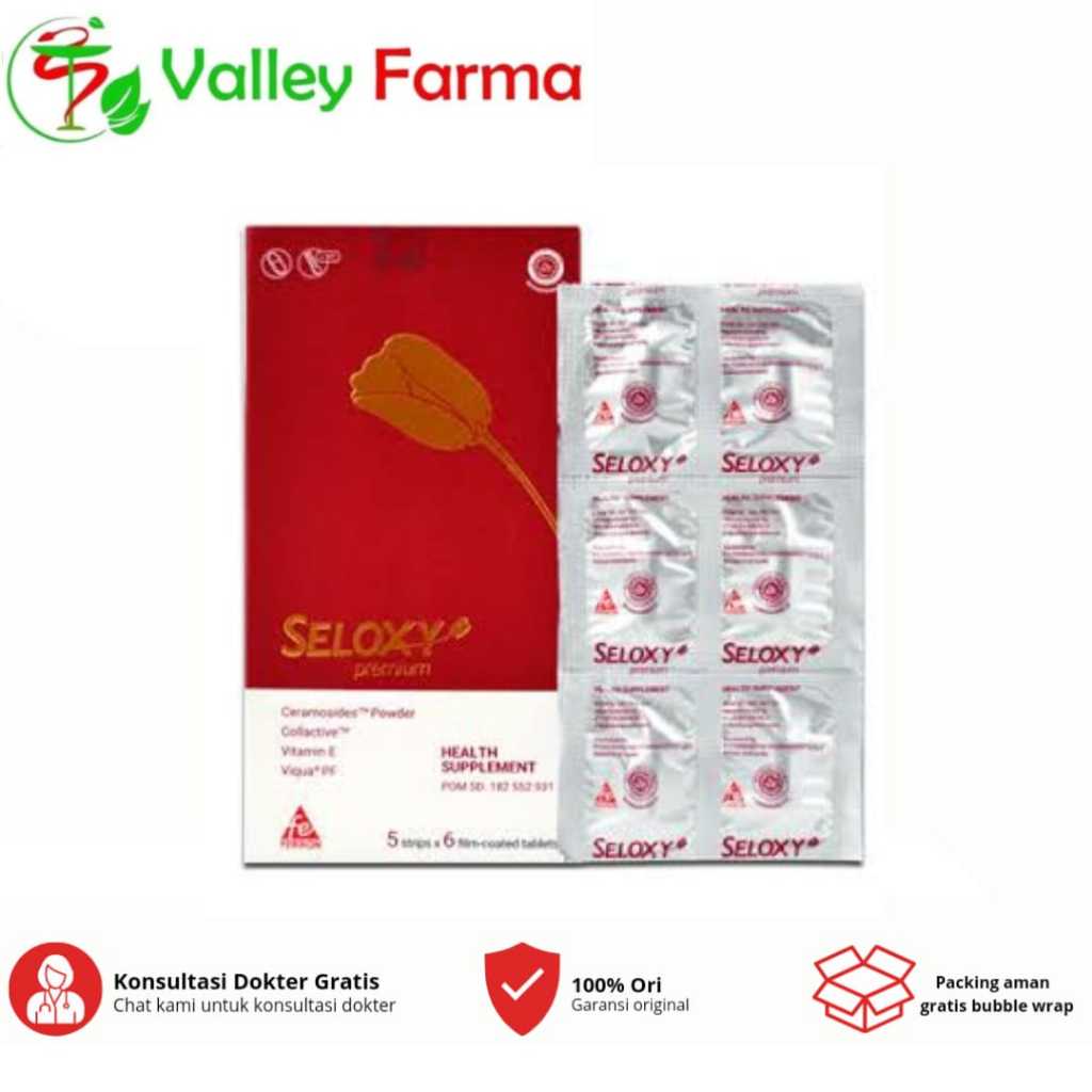 Seloxy Premium 6 Kaplet - Vitamin Kulit Anti Penuaan Dini Anti Kerutan