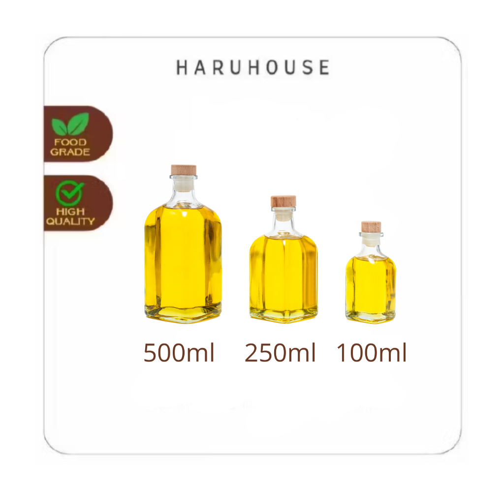 Botol Kaca Liquor Square Premium + Tutup Sumbat Kayu