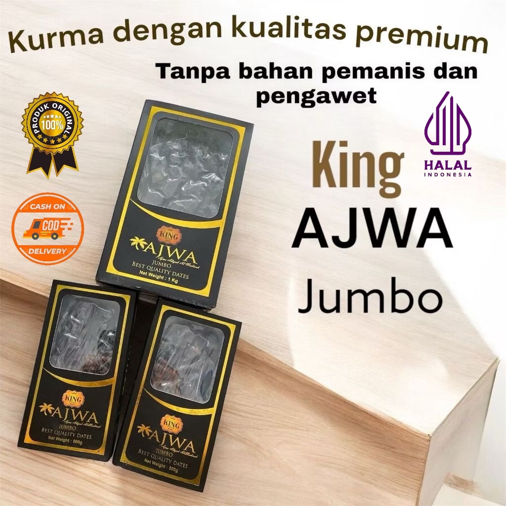 

(COD) 1 Kg Kurma King Dates Ajwa Jumbo | Kurma Nabi Premium Syifa Herbal Alami