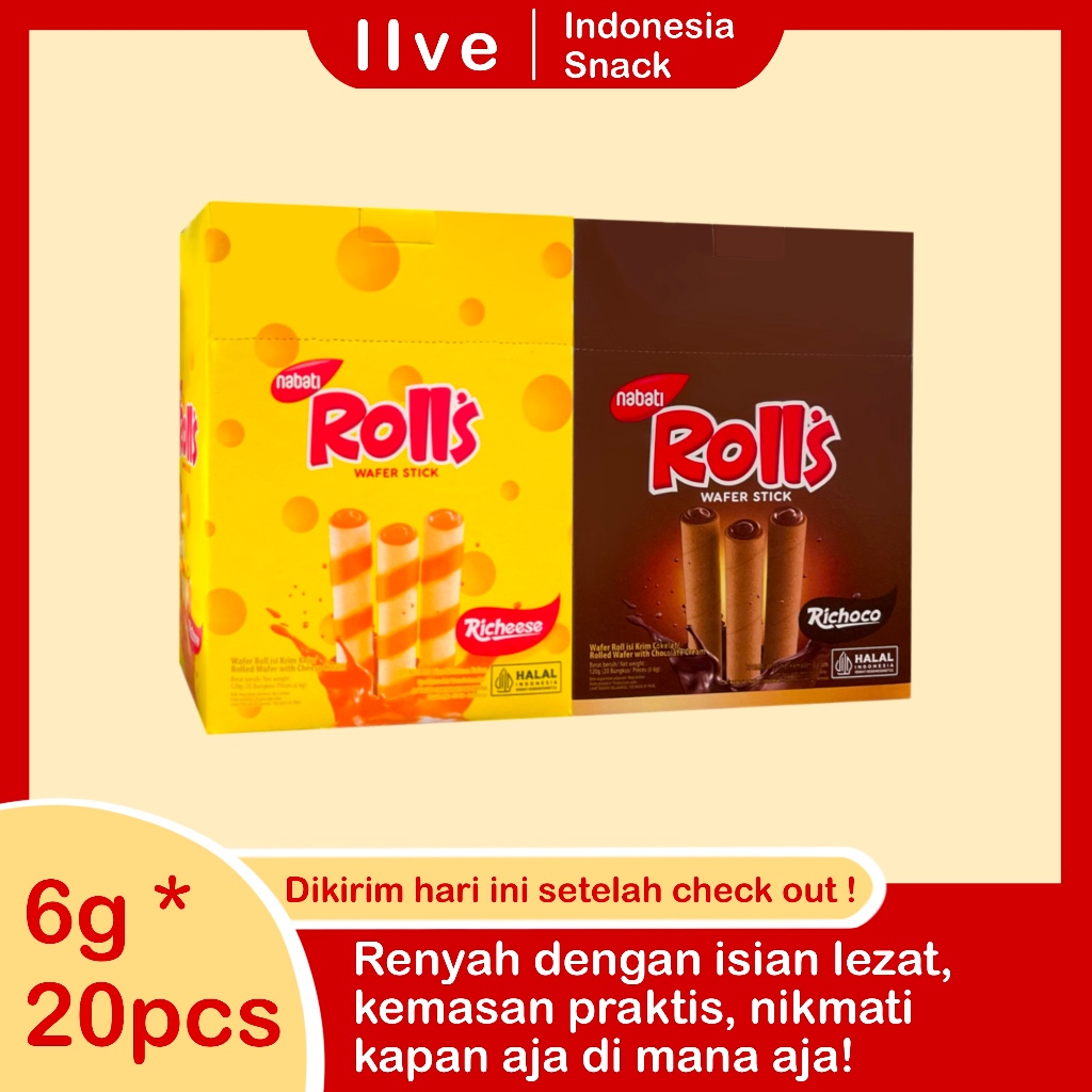 

Nabati rolls box isi 20 rasa keju sama coklat