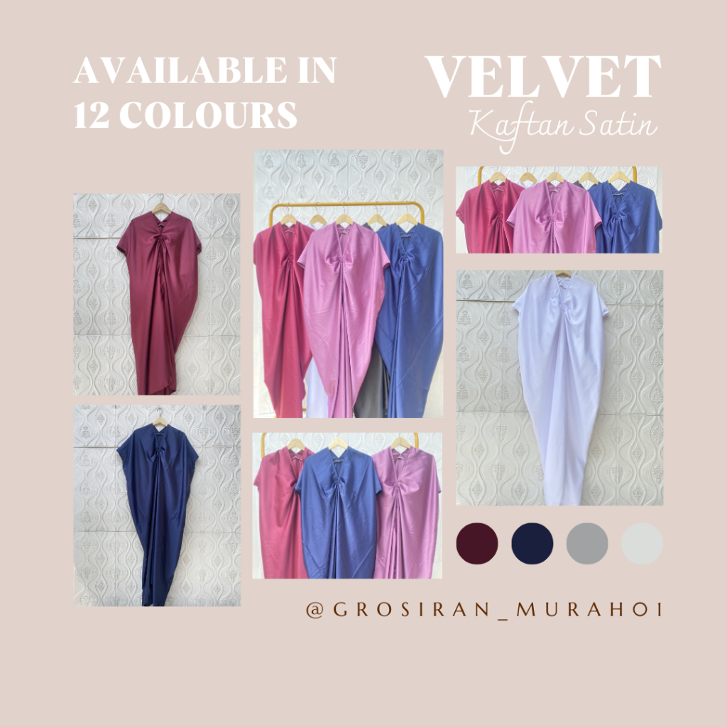 Kaftan Satin Maxmara Polos Premium Wanita Lebaran Kondangan Simple Elegan Remaja Kekinian Terbaru At